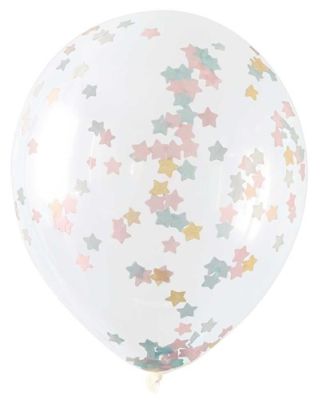 Confetti balloons with star confetti (Ø40cm, 5pcs)