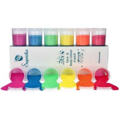 Fine glitter 6-pack Fluor (130ml)