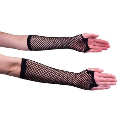 Fishnet gloves long black