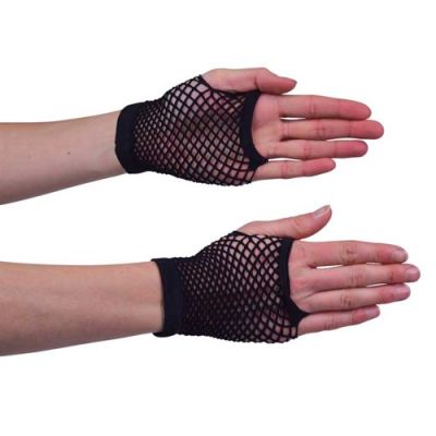 Fishnet gloves short black