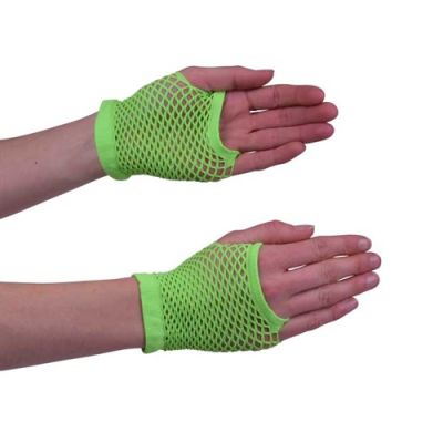 Fishnet gloves short fluor green