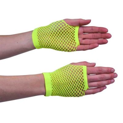 Fishnet gloves short fluor yellow