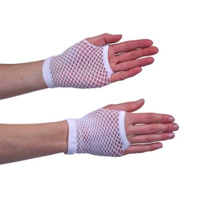 Fishnet gloves short white