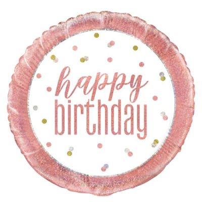 Foil ballon glitz rose gold ’Happy Birthday’ (Ø45cm)