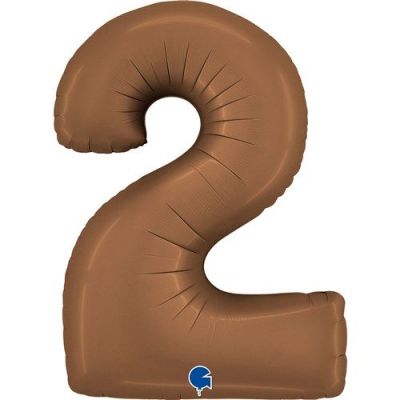 Foilballoon ’2’ satin chocolate (100cm)