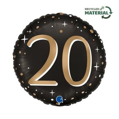 Foilballoon ’20’ sparkling birthday (Ø45cm)