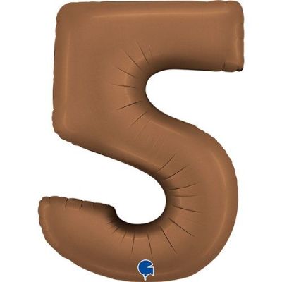 Foilballoon ’5’ satin chocolate (100cm)