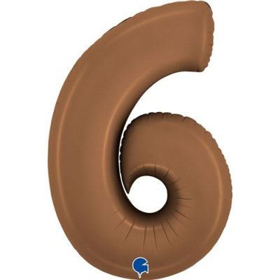 Foilballoon ’6’ satin chocolate (100cm)