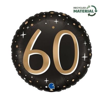 Foilballoon ’60’ sparkling birthday (Ø45cm)