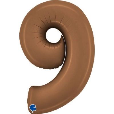 Foilballoon ’9’ satin chocolate (100cm)