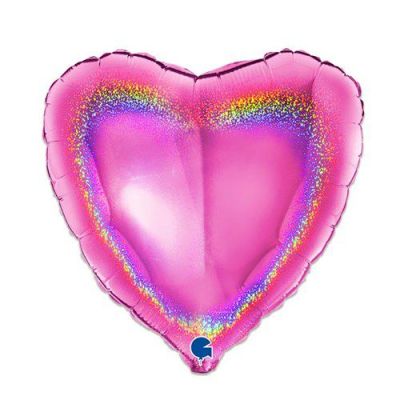 Foilballoon heart glitter fuchsia (46cm)