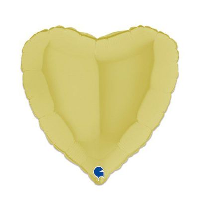 Foilballoon heart mat geel (46cm)