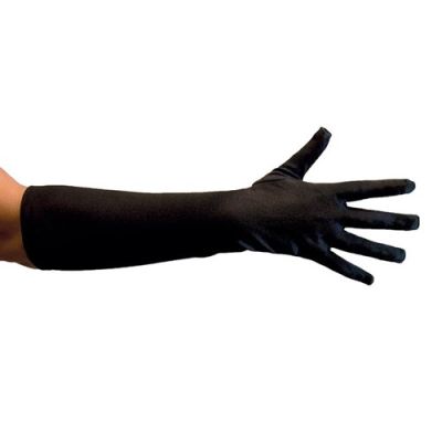 Gloves black satin deluxe (40cm)