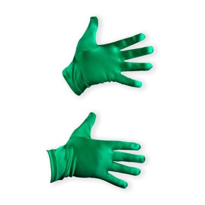 Gloves green satin deluxe (20cm)