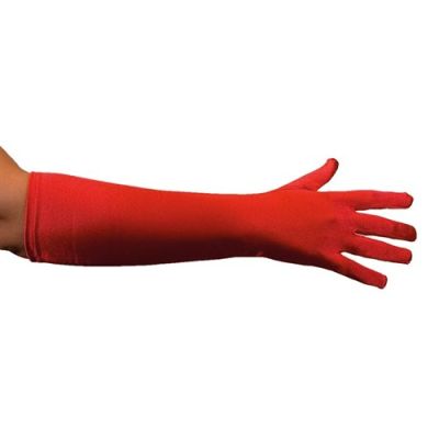 Gloves red satin deluxe (40cm)