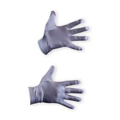 Gloves silver satin deluxe (20cm)