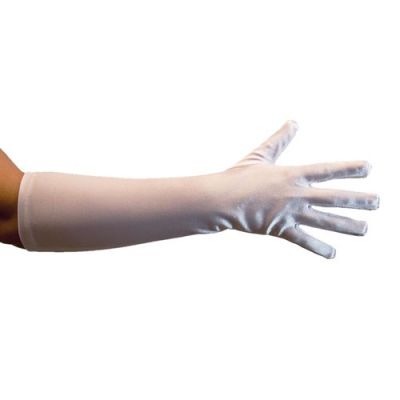 Gloves white satin deluxe (40cm)