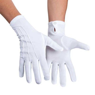 Gloves white with snap fastener