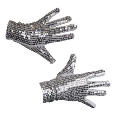 Gloves sequin silver