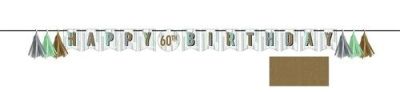 Letter garland ’Happy Birthday’ minted milestone (20x257cm, inc. Leeftijdstickers)