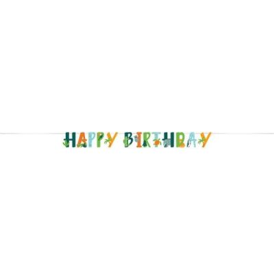 Letter garland ’Happy Birthday’ world adventure (15x203cm)