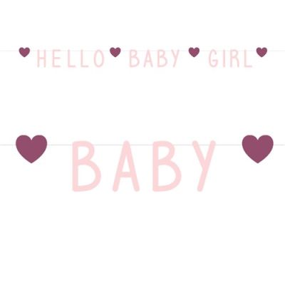 Letter garland hearts ’Hello baby girl’