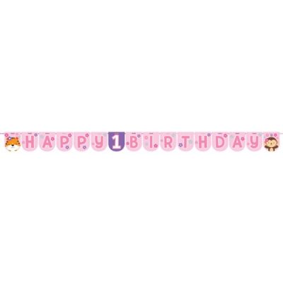 Letter garland one is fun girl ’Happy birthday’ (240cm)