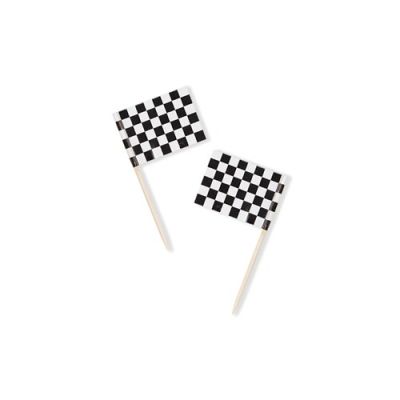 Party picks flags black&white (50pcs)