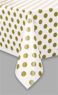 Tablecloth dots gold (137x274cm)