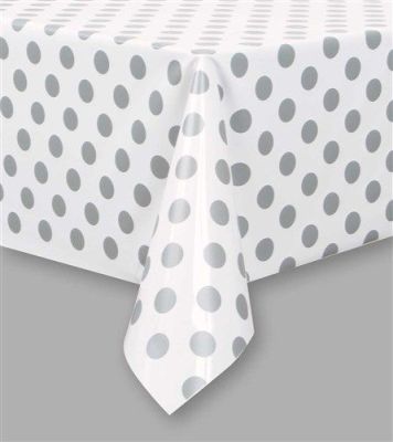 Tablecloth dots silver (137x274cm)